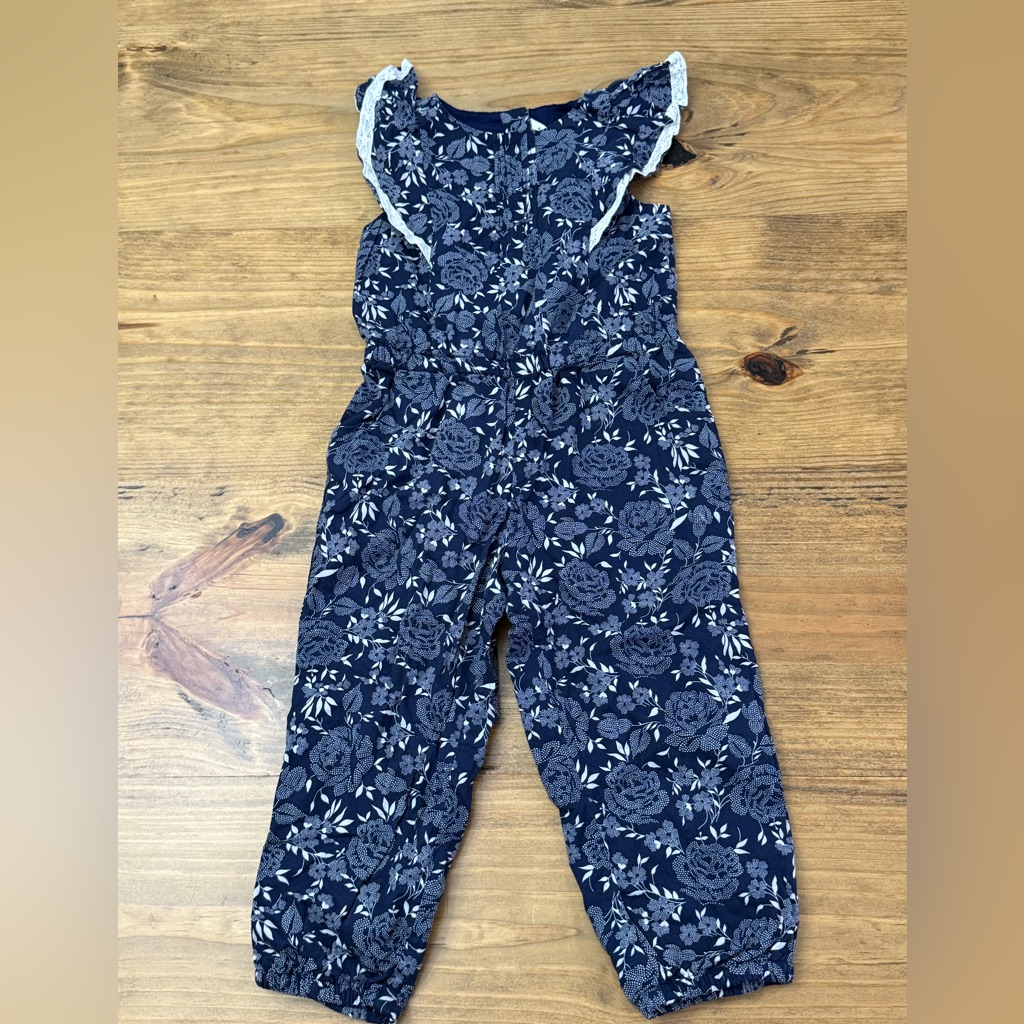 Janie And Jack Merchant Marine Blue Floral Jumpsuit